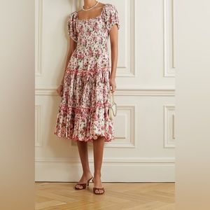 LoveShackFancy Masie Midi Dress (Strawberry Fields)